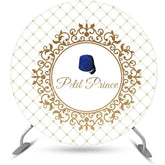 Aperturee - Gold Plaid Navy Blue Hat Petit Prince Round Backdrop